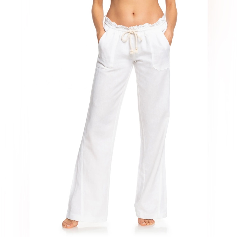 ROXY | Women’s white Linen Oceanside Pants | Size Small